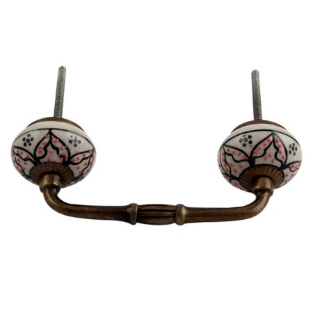 Black Flower Ceramic Bridge Cabinet Handle